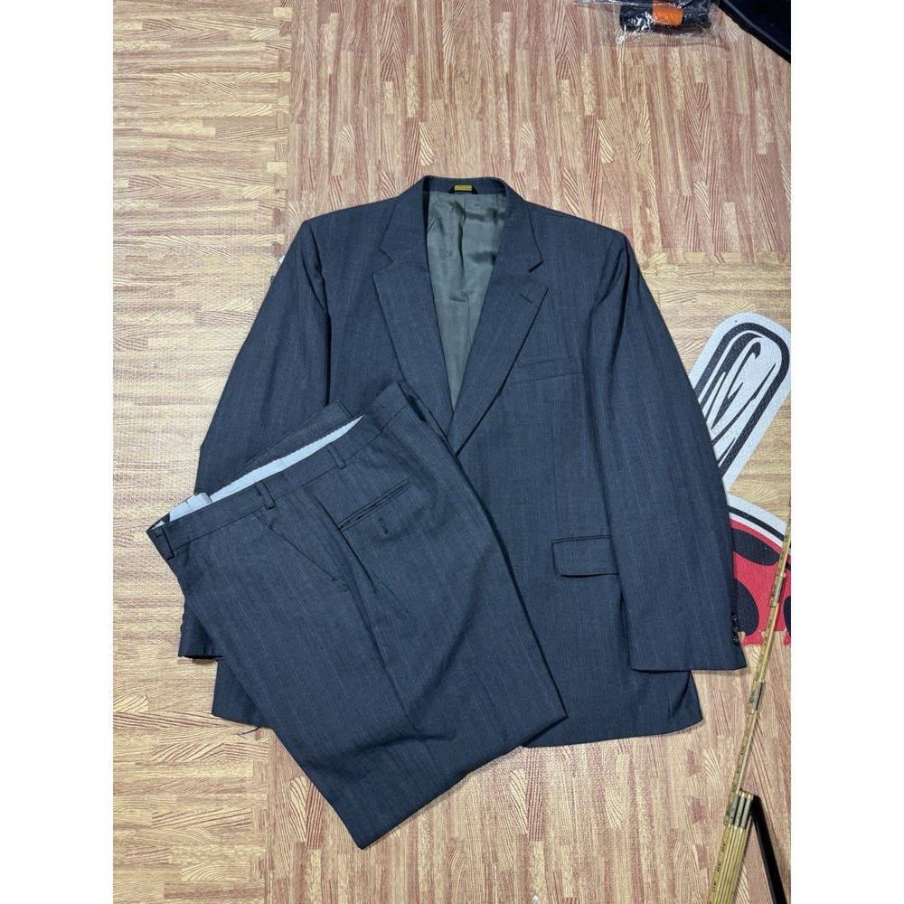 Stein Block Mens‎ Gray Pinstripe Two Piece Suit Blazer Jacket & Pants